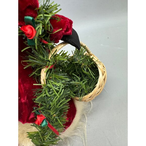 Santa Claus Figurine Faux Fur Beard & Velvet Robe Holding Christmas Tree READ - Picture 8 of 16